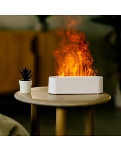 Mini USB-Powered Color-Changing Flame Aroma Diffuser & Cool Mist Humidifier - White