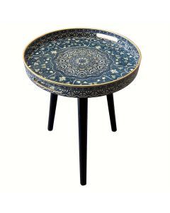 Outdoor Round Tray Table with Wooden Legs