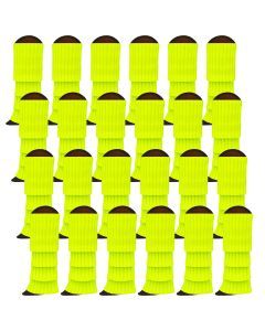 24x Fluro Yellow Ribbed Leg Warmers Bulk Pack - Womens Dance Costume/80s Party