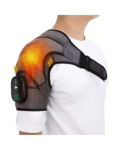 USB-Charged Heated Shoulder Massager - Grey Black
