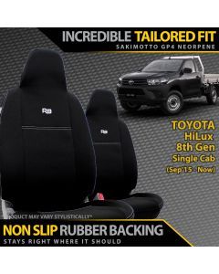 Toyota HiLux 8th Gen 2x Integrated Headrest Neoprene Front Row Seat Covers