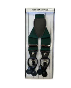 Mens Bottle Green Premium Convertible Suspenders - Adjustable Clip On Elastic Y-Back Braces