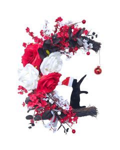 Gothic Black Cat Victorian Wreath Door Hanging