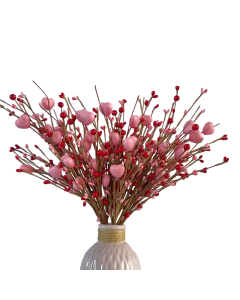 8pcs Heart-shaped Pink and Red Berry Stems