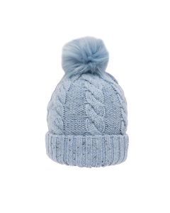 Dents Women's Cable Knit Beanie with Pom - Blue