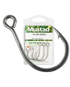 1 Packet of Mustad 10121NPDT Kaiju In-Line Single Fishing Hooks - 7x Strong Hook