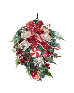 Candy Cane Christmas Wreath Red & White Ornament