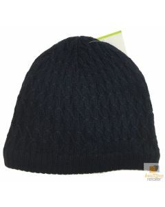 Wool Insulated Patterned Beanie - Navy (Ski Thermal Insulation  Knit Hat)