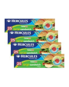 Hercules Large Sandwich Bags 25pk x4