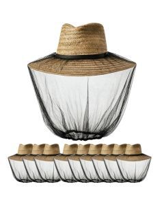 10x Mosquito Head Net Hat Bulk Pack - Black (Mozzie Mesh Insect Protection/Fly Fishing)