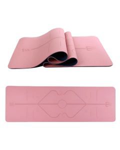 TPE Yoga Mat with Posture Lines & Strap
