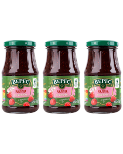 3x VERES 370g Raspberry Fruit Jam Spread from Juicy Berries Bulk Pack - Product of Ukraine