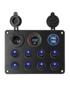 8 Gang 12V Switch Panel ON-OFF Toggle Rocker 2 USB