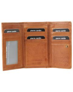 Pierre Cardin Womens Soft Italian Leather RFID Rustic Purse Wallet - Cognac
