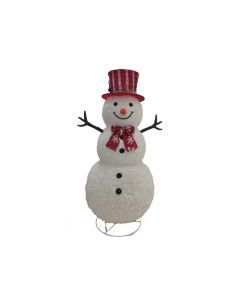 Red & White Striped Top Hat Snowman Decoration