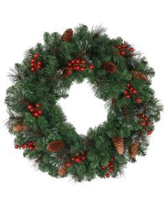 Classic Christmas Wreath with Pine Cones and Berries