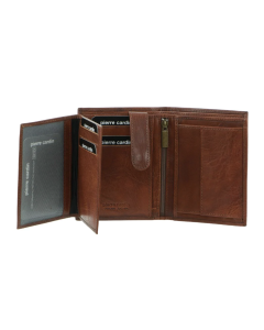 Pierre Cardin Mens Rustic Soft Leather Tri-Fold Wallet - Chestnut (Card Holder)
