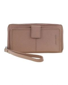 Pierre Cardin Womens Italian Leather RFID Zip Around Wallet - Pink (w/ Wristlet)