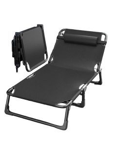 Foldable Oxford Cloth Sun Lounger with Headrest