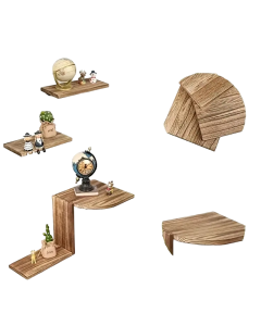 Rustic Wooden Wall Mounted Corner Shelf Set