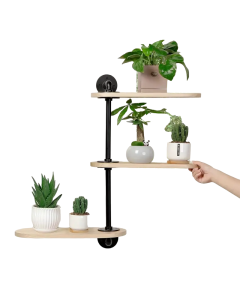 Rustic Industrial Pipe Storage Shelf with Wood Planks - 3 Tier