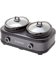 Westinghouse 2 Pot Slow Cooker w/ Lids - Black/Stainless Steel (WHSC06KS)