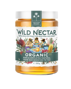 Wild Nectar Organic Raw Australian Honey - 350g Glass Jar & 100% Cold Extracted