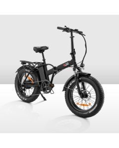 VOR 20 inch Folding Electric Bike 250W Brushless Shimano 4 inch Fat Tires 7 Speed Black