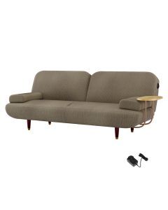 Levede 3 Seater Convertible Sofa Bed Couch with USB Charging & Side Table Khaki
