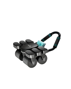 1pc 4-Wheel Abdominal Roller with Automatic Rebound and Elbow Support Pads - Black