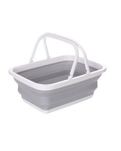 9L Collapsible Laundry Basket Washing Clothes w/Handles Bin Foldable - Grey/White