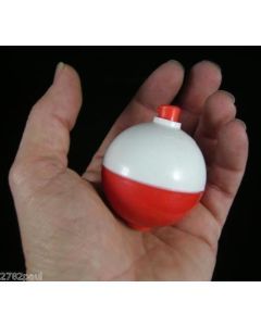2 X 1 3/4 Inch Red and White Push Button Fishing Floats