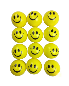 12x YELLOW STRESS BALLS Hand Relief Squeeze Toy Reliever Antistress Soft Smiley