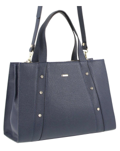 Morrissey Womens Italian Structured Leather Tote Messenger Handbag - Navy (MO3161)