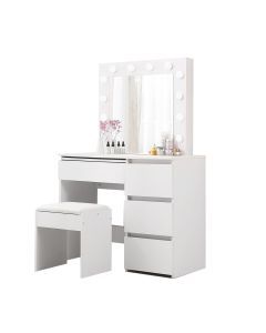 Levede Dressing Table Vanity Set Stool Makeup LEDs Mirror Jewellery Organizer