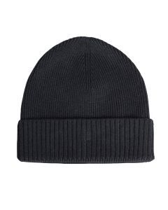 Dents Mens Wool Beanie Rib Fine Knit - Black (Warm Winter Ski Turn Up)