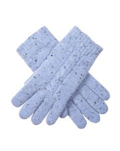 Dents Women’s Cable Knit Gloves with Marl Yarn - Blue