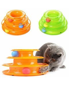 Cat Tower Track Ball Toy - Interactive Spinning Plastic (Assorted Colours)