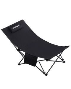 Camping Folding Recliner Chair with Cotton Pillow Black