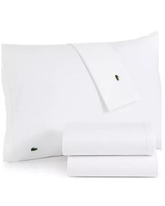 Lacoste 4-Piece California King Bed Sheet Set in White