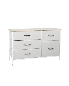Levede Storage Cabinet Tower Chest of Drawers Dresser Tallboy 5 Drawer Beige