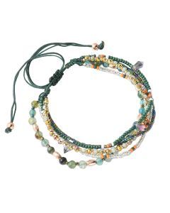 Bracelet with Multi-Layer Bohemia Beads for Women (Green)