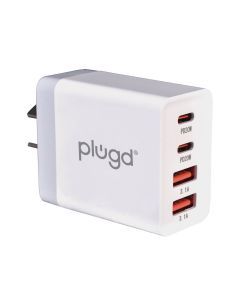 Plugd 4 40W Wall Port Adapter Phone & Laptop Charger USB C & USB A Fast Charging