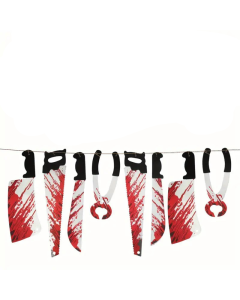 8 Blood Knife Pull Flags W/ Hanging Ornaments - 2 Sets