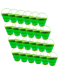 24x 7L Foldable Collapsible Silicone Bucket Bulk Pack - Green (Hiking/Camping/Fishing)