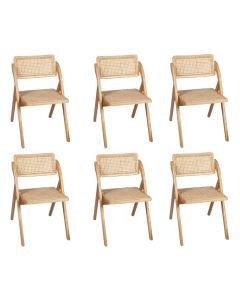 Levede 6x Foldable Dining Chairs Accent Wooden Chair Rattan Furniture Lounge