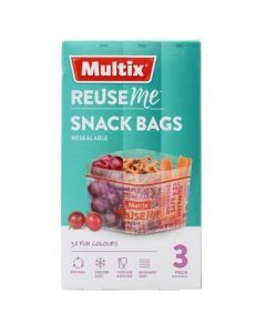 3pk Multix Reuse Me Resealable Snack Bags -  BPA Free & Microwave Safe - 16.5x8.5cm