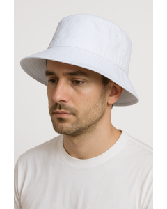 Dents Mens 100% Organic Cotton Bucket Hat - White (Festival Beach Sun Cap)
