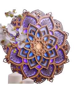 Lotus Mandala Yoga Room Night Light - LED Multi-Layer Wooden Creative Atmosphere Light