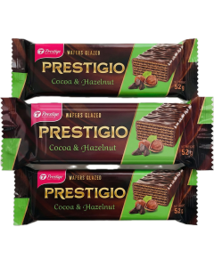 3x 52g Prestigio Glazed Chocolate Wafers in Cocoa & Hazelnut - Product of Ukraine